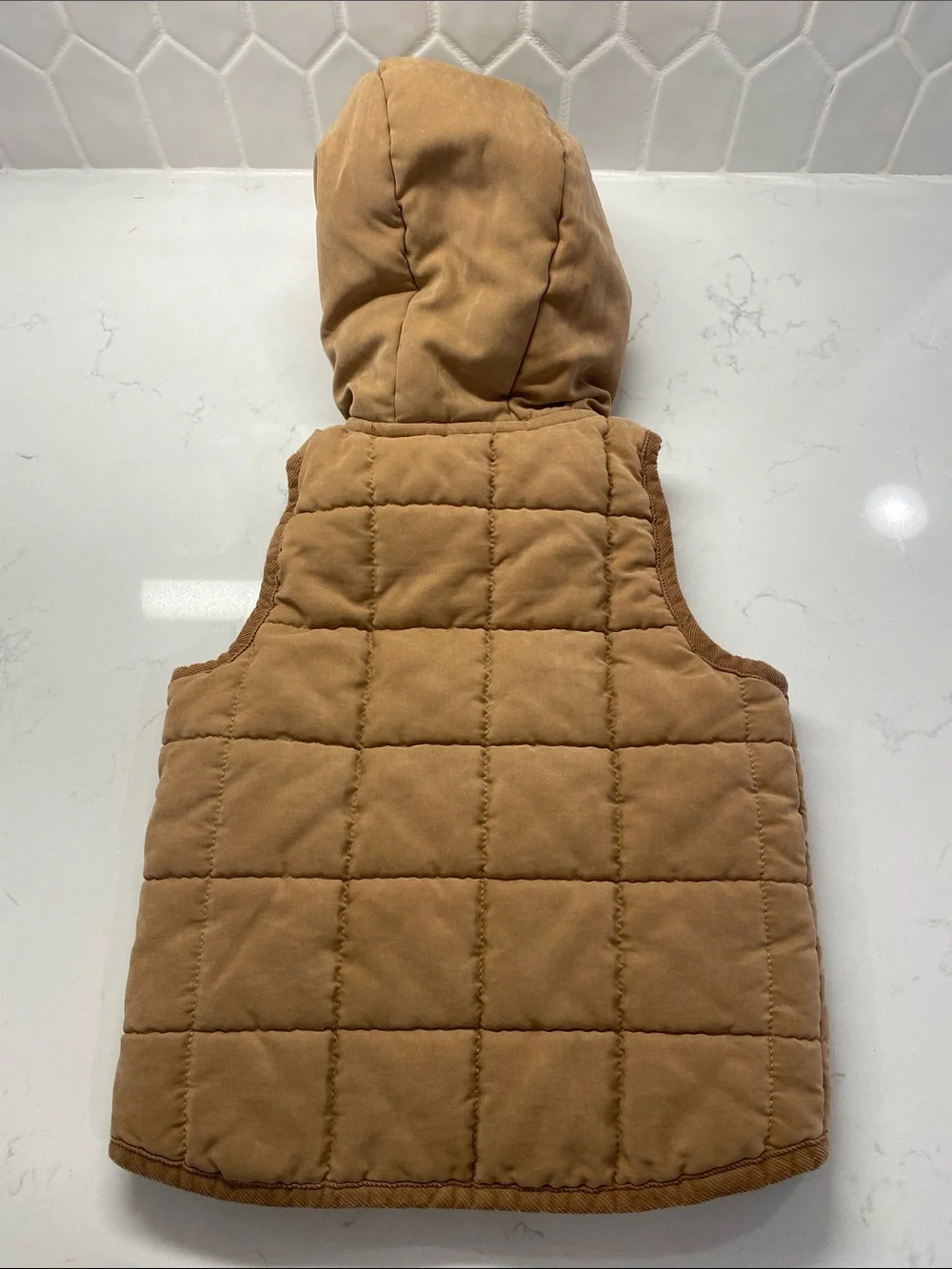 Telluride Clothing Company Brown Quilted Puffer Vest Hooded Snap Front 2T EUC